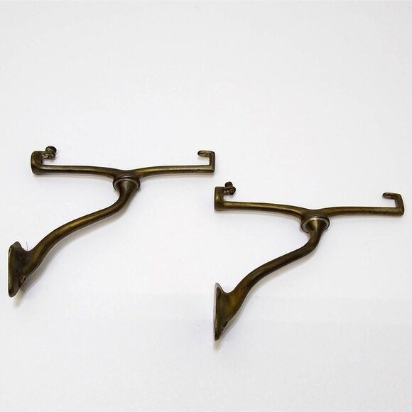 Art Brass Co. San-O-La Brass Bathroom Shelf Support Antique Wall Mount Brackets - Picture 2 of 11